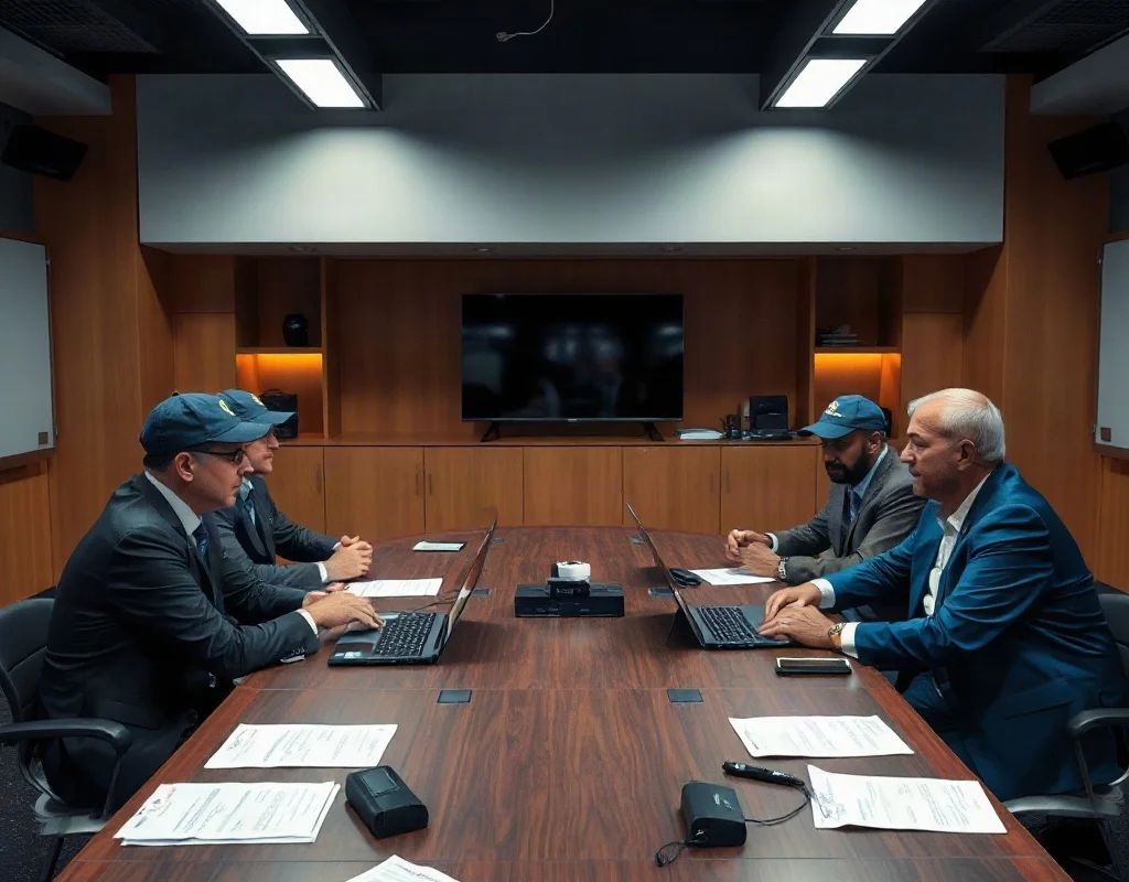 Cricket selectors and board officials in a meeting discussing team composition
