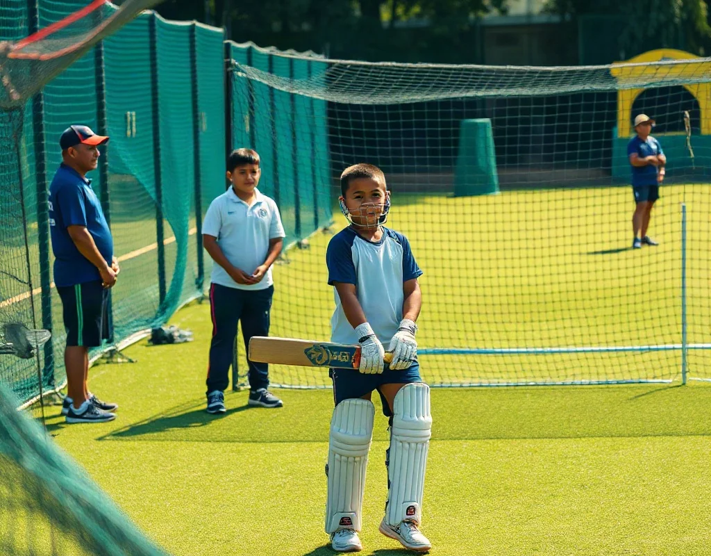 Young aspiring cricketers practicing at a PCB academy under the supervision of coaches